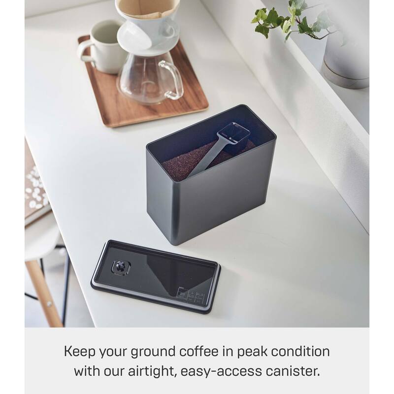 Yamazaki Home Vacuum-Sealing Coffee Storage, Polypropylene - L 3.62 x W 7.24 x H 6.06 inches
