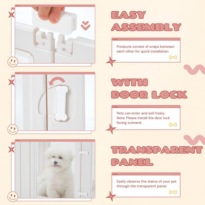 Erommy Clear Pet Pen with Door - Easy Assembly Playpen for Puppies, Cats, Dogs, Rabbits, and Small Animals
