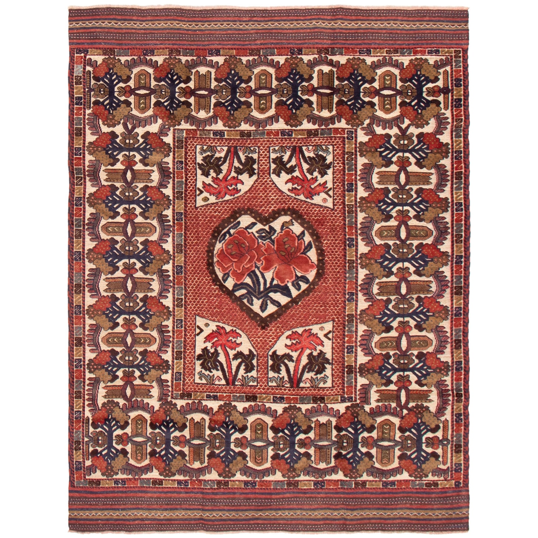 ECARPETGALLERY Hand-knotted Tajik Caucasian Dark Red Wool Rug - 6'3 x 8'4