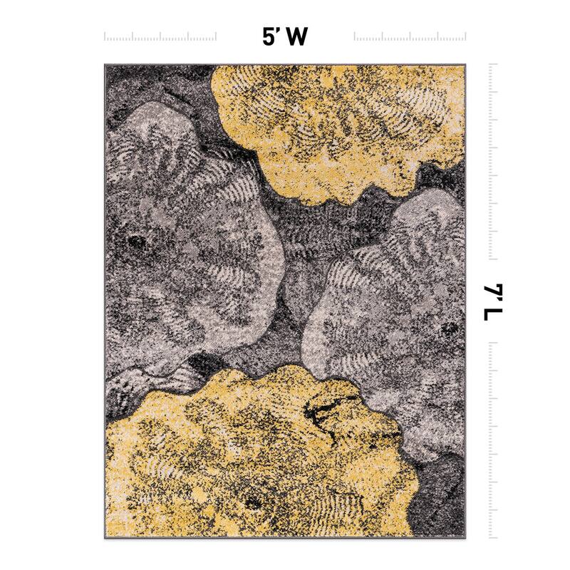 World Rug Gallery Contemporary Floral Design Black Area Rug