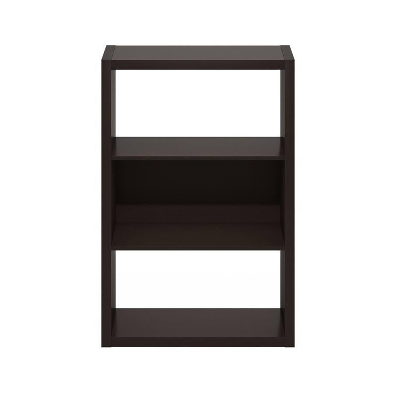 35.91 in. Tall Dark Oak Wood 3-Shelf Bookcase