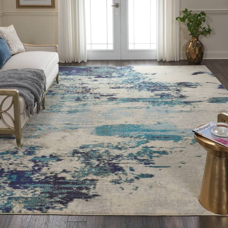 Nourison Modern Abstract Sublime Area Rug - 9' x 12' - Ivory/Blue - Runner/Rectangle