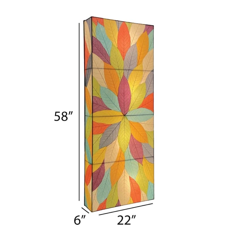 Eangee Handmade Sunburst Panel Wall Lamp, Cocoa Leaves Shade, 22 x 6 x 58 in. - 22 x 58 x 6 in