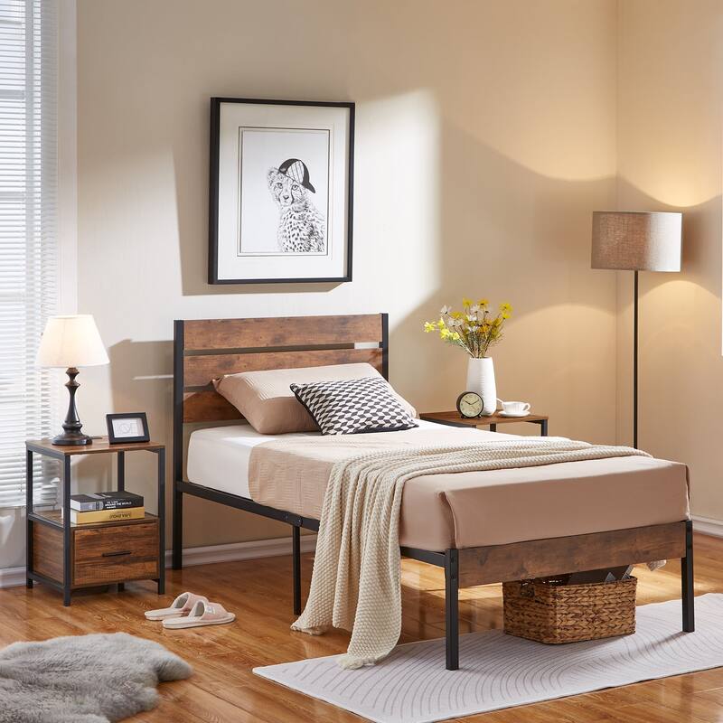 Javlergo 3-pieces Bedroom Set Queen Size Bed and 2 Nightstands with Charging Station USB Port