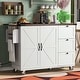 preview thumbnail 15 of 19, 54.5''W Farmhouse Mobile Kitchen Island with Power Outlet, Drop Leaf - Rolling Kitchen Cart with Storage for Dining Room