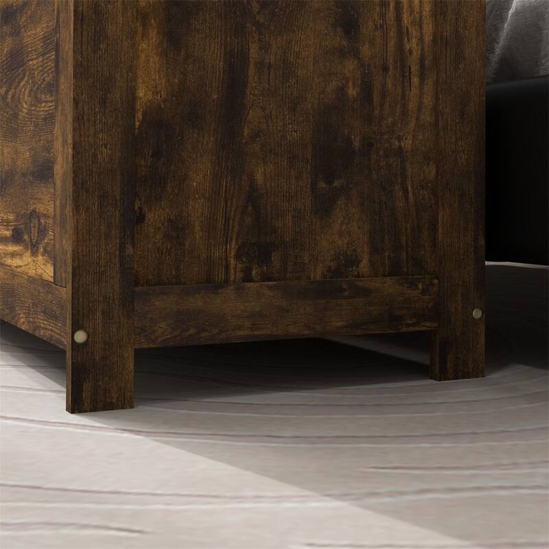 39.4" Wood Storage Box with 2 Safety Hinges and Side Handles