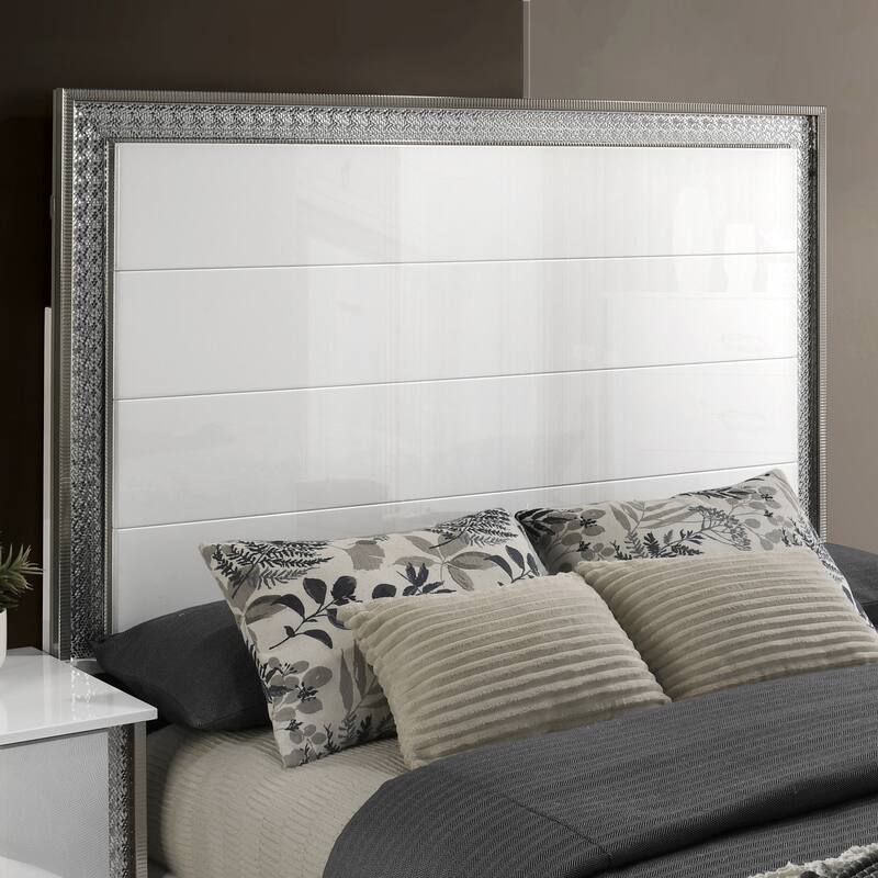 Furniture of America Andrea Modern White Platform Bed with Embedded LED Lighting