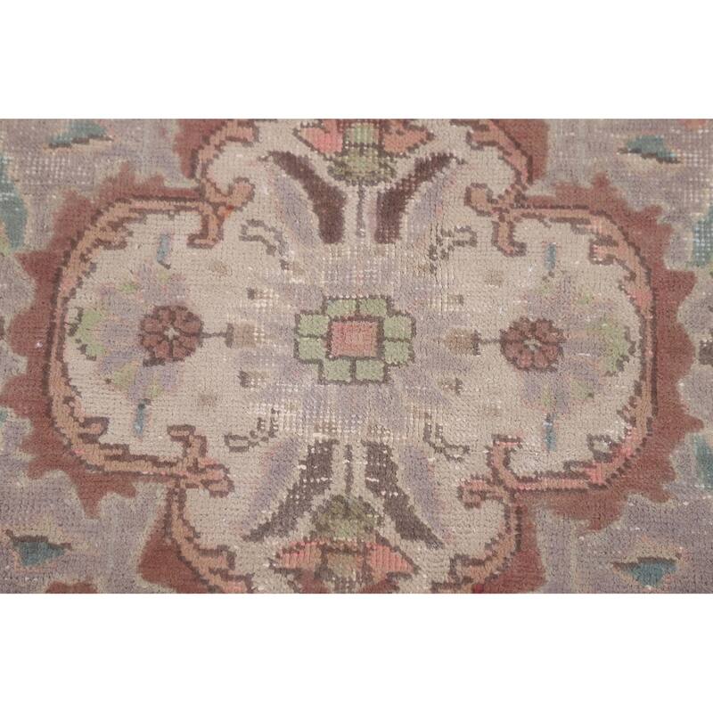 Vintage Tabriz Persian Vintage Area Rug Handmade Brown Wool Carpet - 6'8"x 10'0"