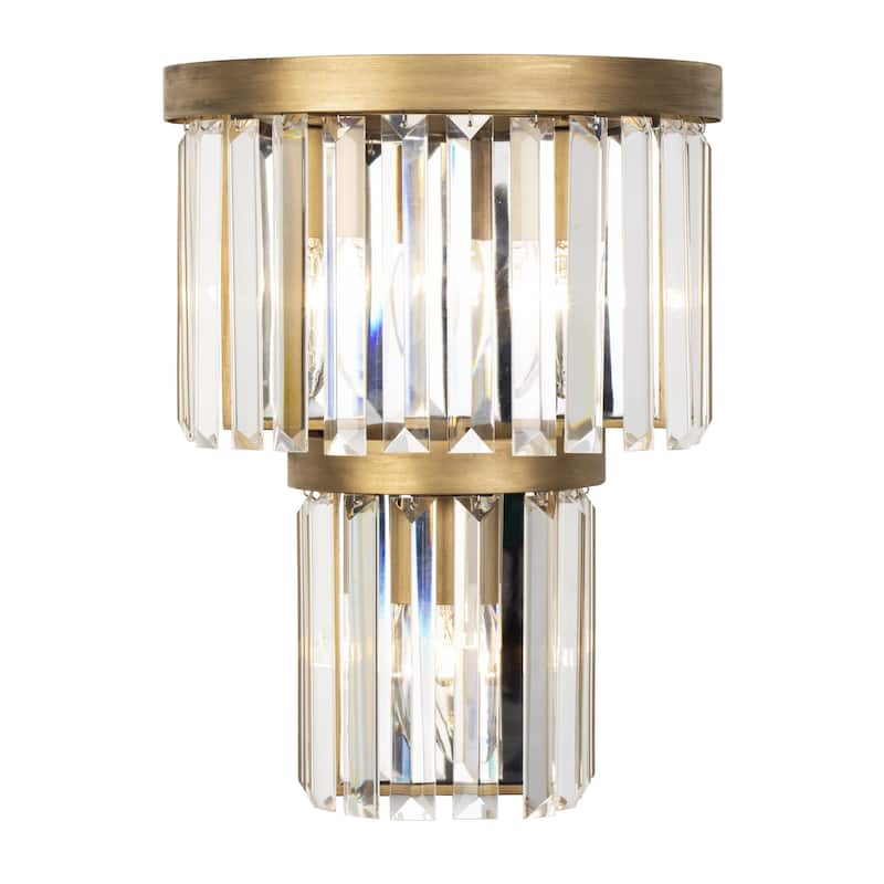 Varaluz Social Club 3-Light 2-Tier Crystal Wall Sconce - Havana Gold - Gold, Brass