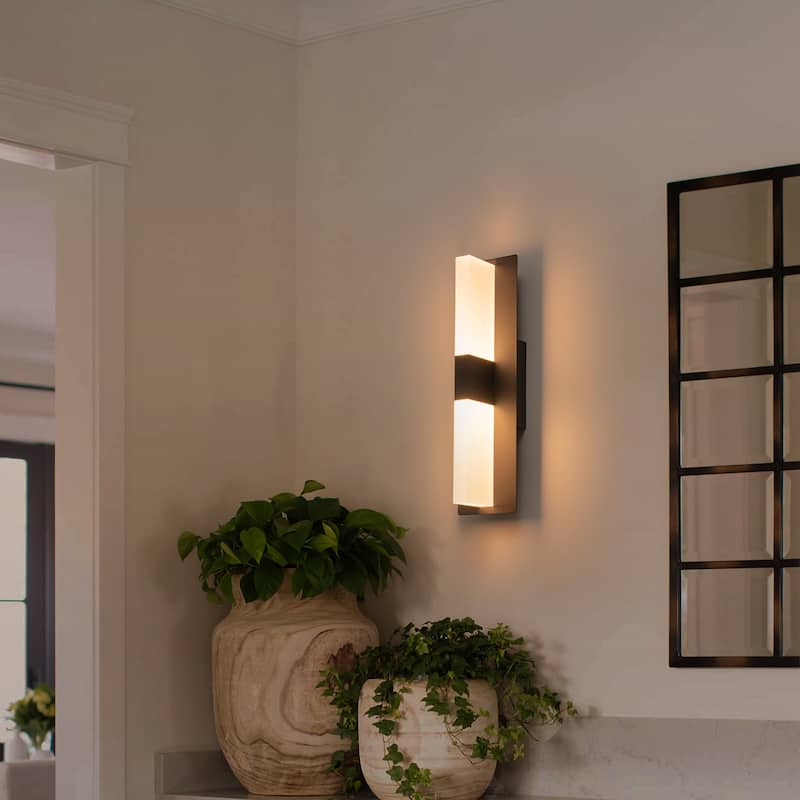 Dimmable LED Wall Sconce - Matte Black T-Shaped Frosted Acrylic