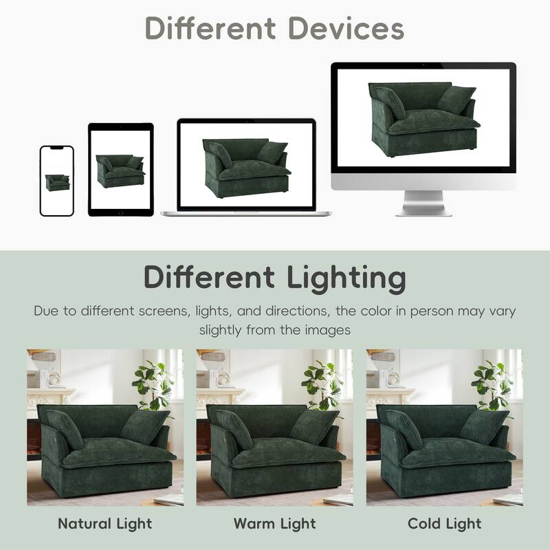 47.2" Oversized Single Sofa Chair Accent Chair with Charging Ports, Chenille Armchair Lounge Chair for Living Room Apartment