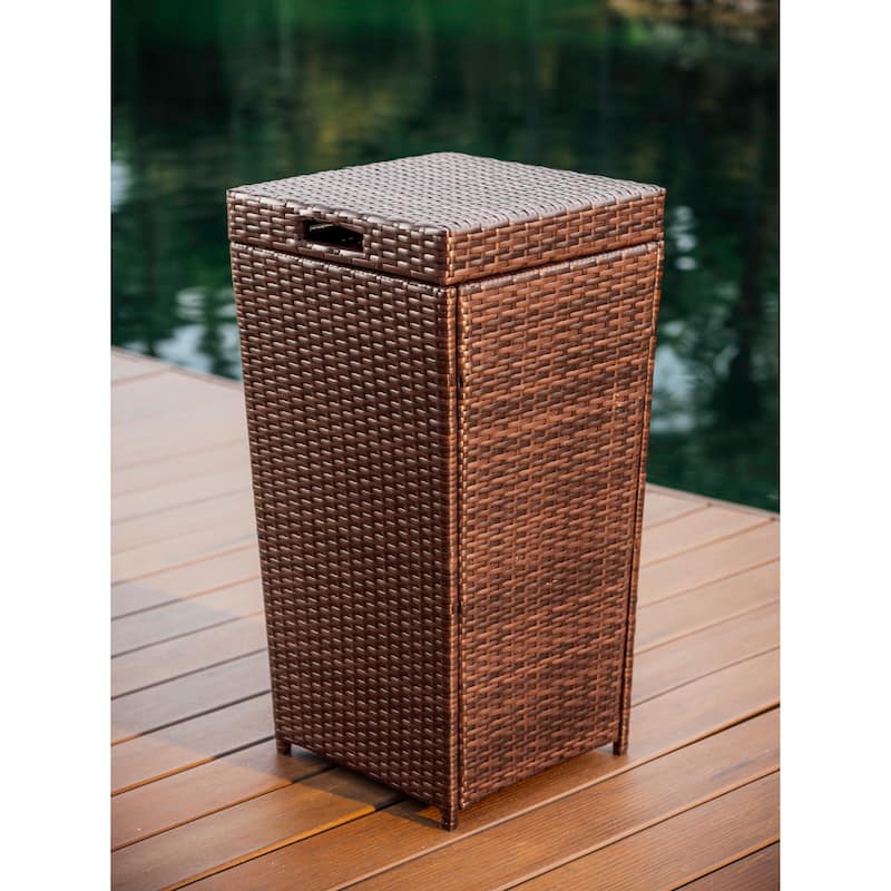 Nestl Outdoor Patio 30 Gallon Durable Wicher Trash Can with Lid