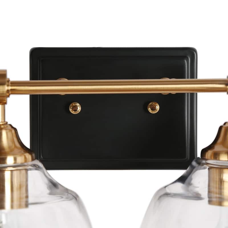Modern 4-Light Black Gold Bathroom Vanity Light Dome Clear Glass Wall Sconces - W 29.5" x D 6.3" x H 7.9"