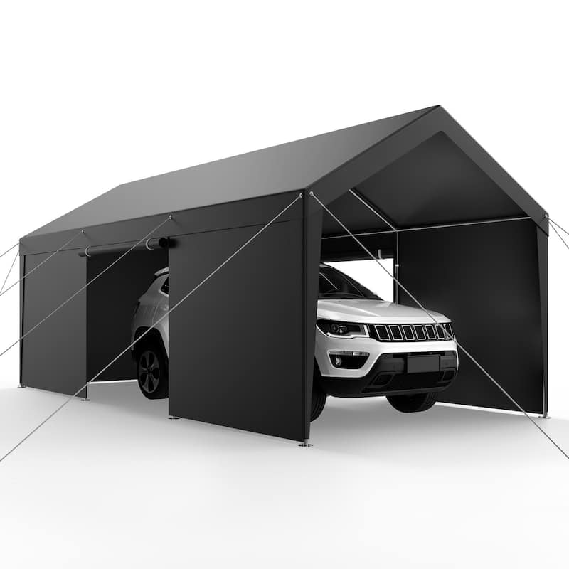 Galvanized Steel Portable Garage with Car Canopy and Sidewalls