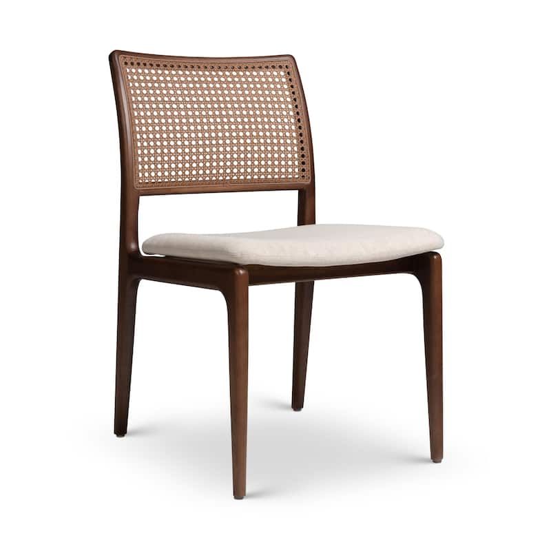 Modern Brazilian - Charlotte - Cane Side Chair - Medley Ivory Seat - Ebano Frame - Natural Cane Webbing
