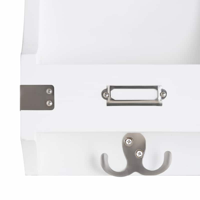Kate and Laurel Stallard Wood Wall Pinboard with Hooks - 24x24