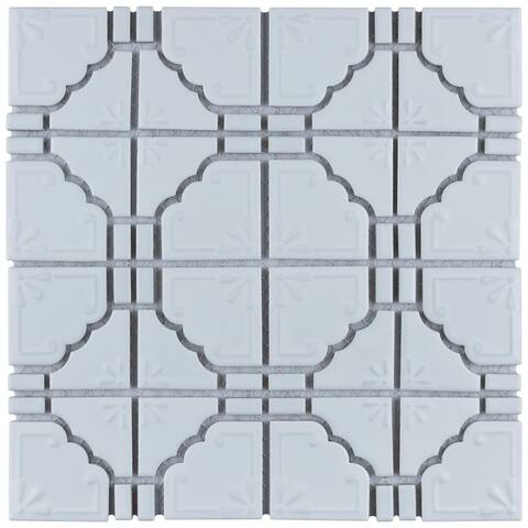 Merola Tile Moonbeam Matte White 11.75" x 11.75" Porcelain Mosaic Tile