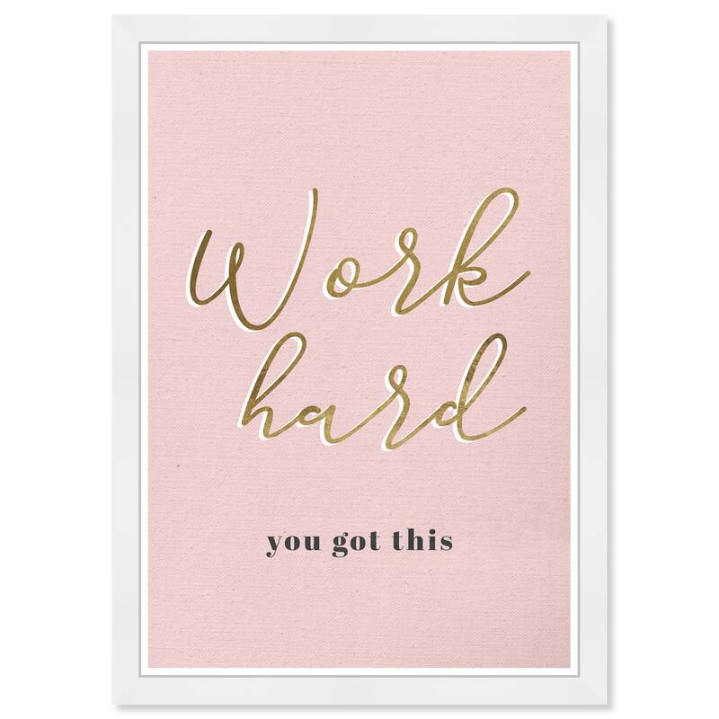 Wynwood Studio 'Work Hard Blush' Typography and Quotes Pink Wall Art Framed Print