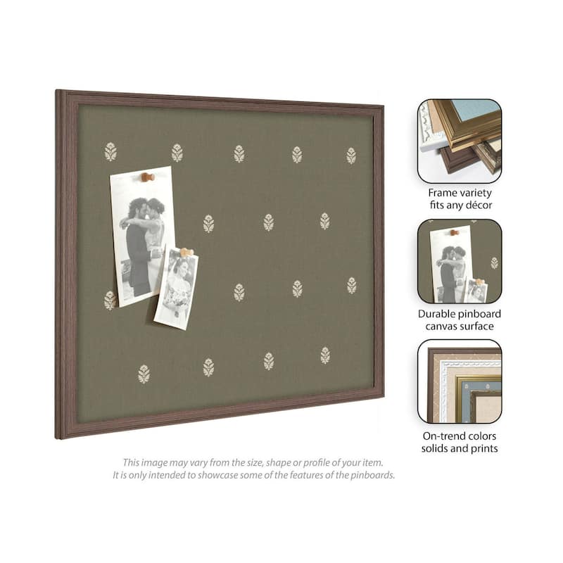 Kate and Laurel Pinboard Green Botanical Block Print