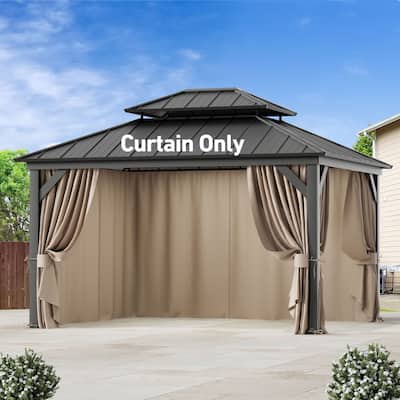 Gazebo Curtain Replacement Universal 4-Panel Sidewalls 11' x 13', Outdoor Gazebo Privacy Curtains with Zipper (Curtain Only)