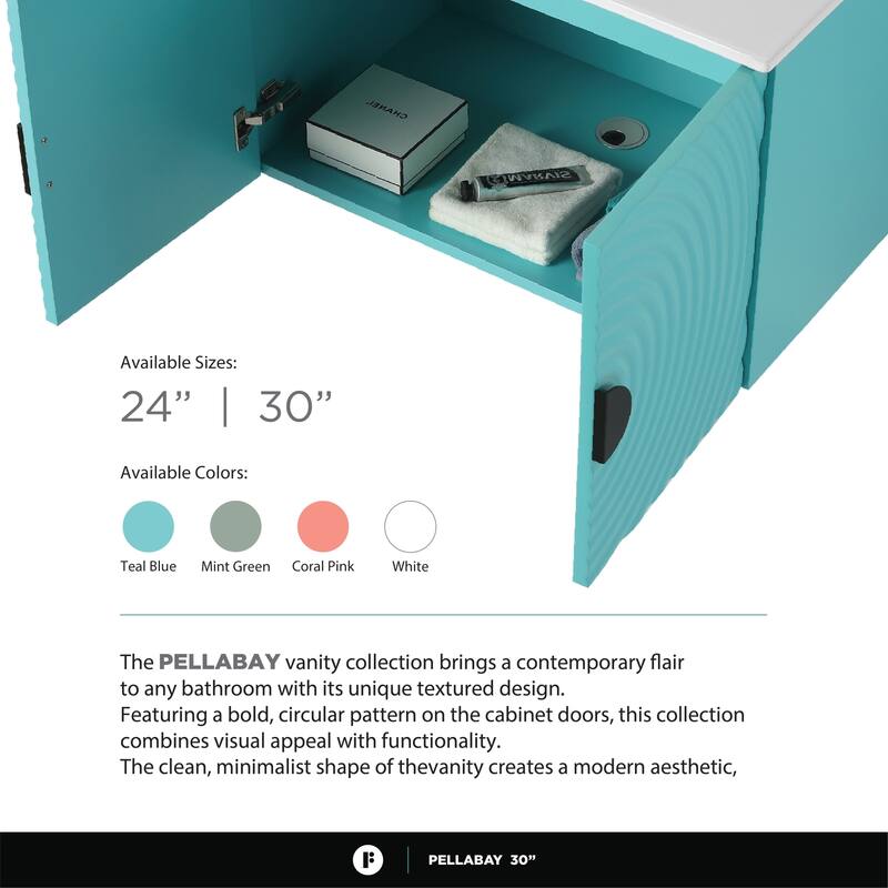 Pellabay Modern Bathroom Vanity with Fluted Circular Doors - Sink Included