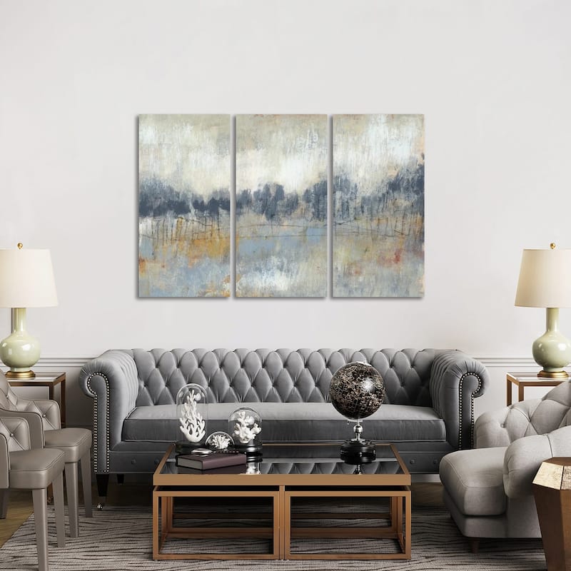 iCanvas "Cool Grey Horizon II" by Jennifer Goldberger 3-Piece Canvas Wall Art Set - 40x60x1.5