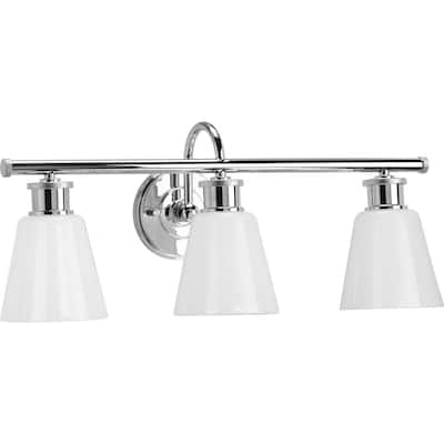 Ashford Collection 3-Light Polished Chrome Opal Glass Farmhouse Bath Vanity Light