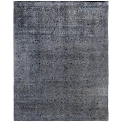 Overdyed One-of-a-Kind Hand-Knotted Area Rug - Black - 8' 2" x 10' 2"