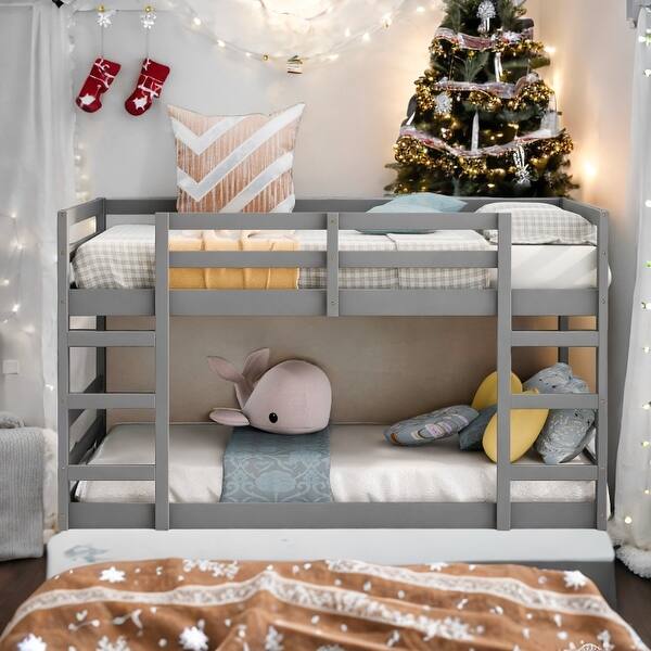 slide 2 of 22, Twin Over Twin Bunk Bed with Ladder
