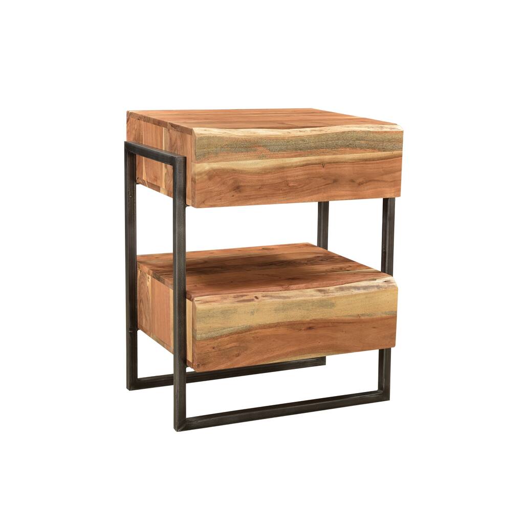 Sienna Live Edge 2-Drawer Nightstand - Light Brown