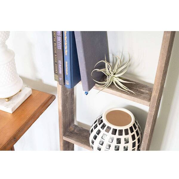 4 Step Rustic Weathered Grey Wood Ladder Shelf 4 Step Rustic Weathered Grey Wood Ladder Shelf