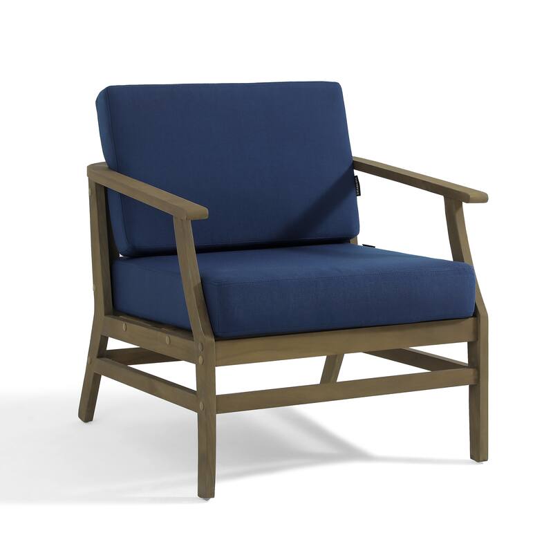 2 Set Patio Teak Wood Outdoor Chair with Cushions