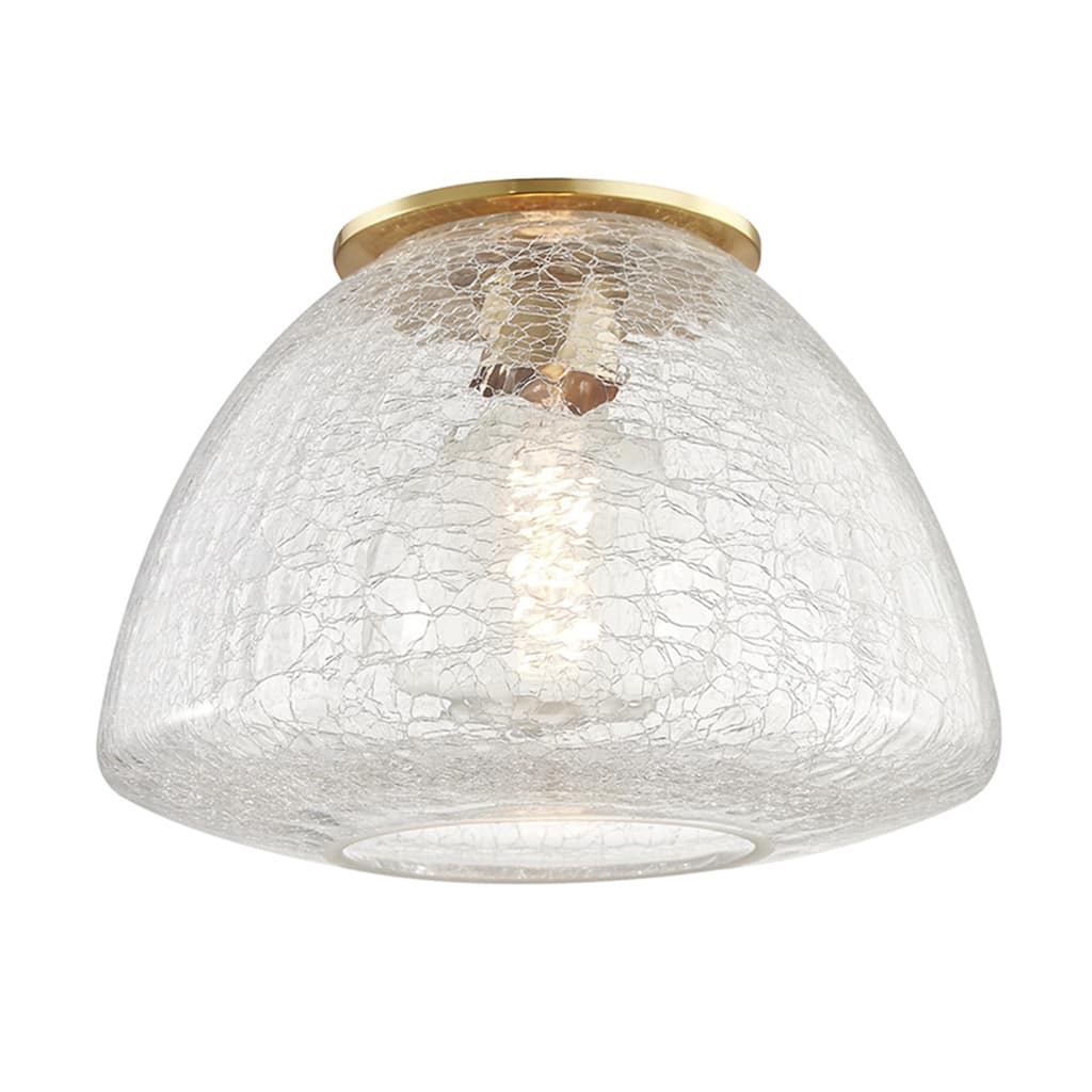 Mitzi by Hudson Valley Maya 1-light Aged Brass Large Flush Mount, Clear Crackle Glass