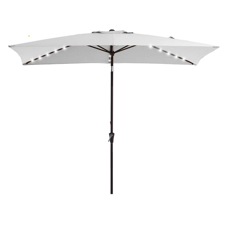 6.5*10ft Rectangular Patio Market Umbrella with LED Lights,Crank & Tilt