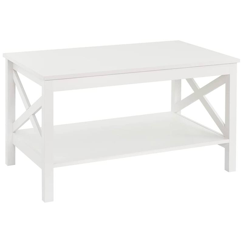 ClosetMaid X Frame Living Room Accent Coffee Table with Shelf Storage, White - 32.2