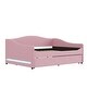 preview thumbnail 5 of 11, Teddy Fleece Frame Daybed Pink Full Sofa Bed wTrundle Side Light Strip