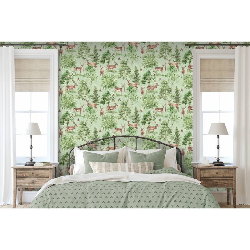 Arthouse Cletis Neutral Deer Forest Wallpaper