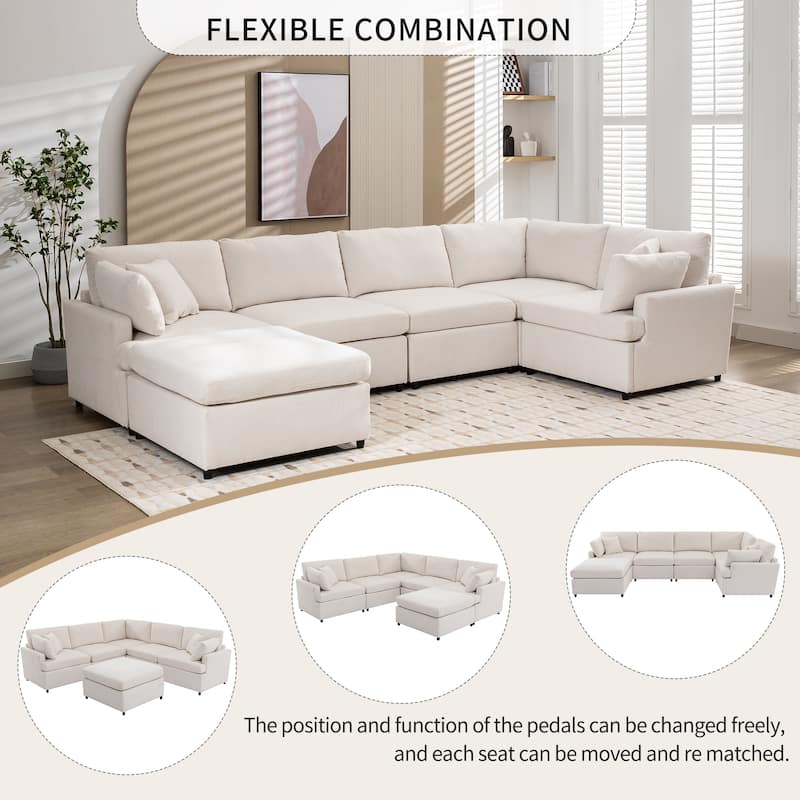 100.4'' U-Shaped 6-Seat Sofa with Removable Ottomans