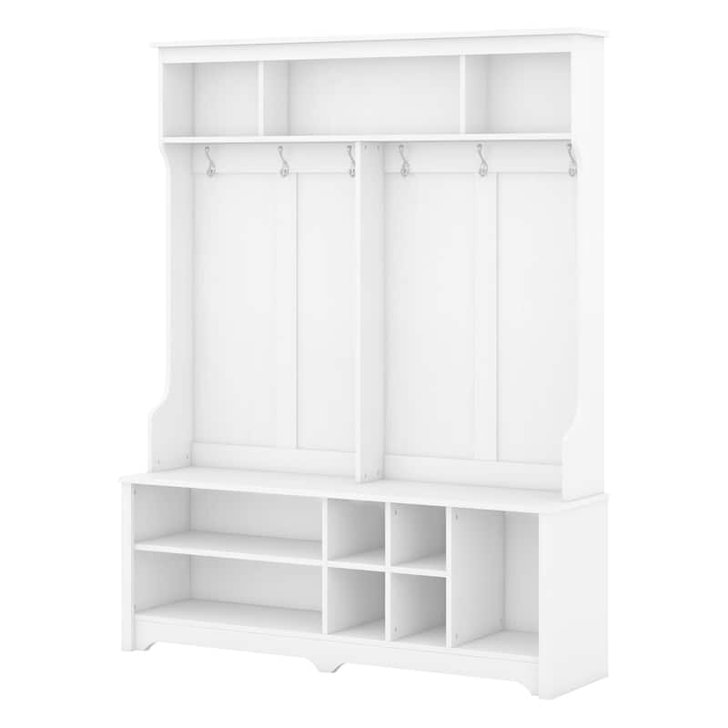 Modern Hallway Hall Tree with Metal Hooks and Storage Space, Multi