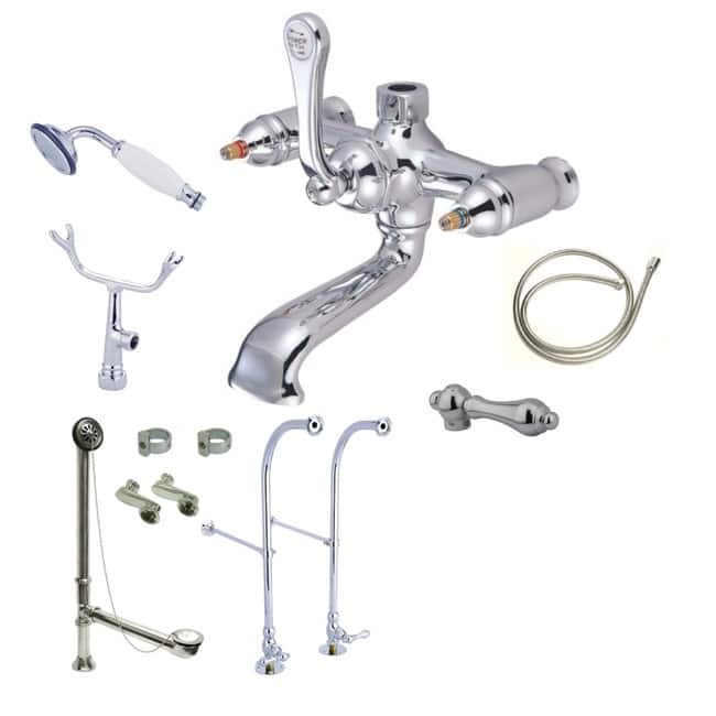 Kingston Brass Vintage Floor Mounted Clawfoot Tub Filler with Built-In