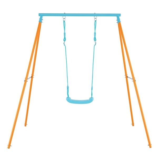 Gymax Toddler Swing Heavy Duty Metal Swing Set w/ A Frame