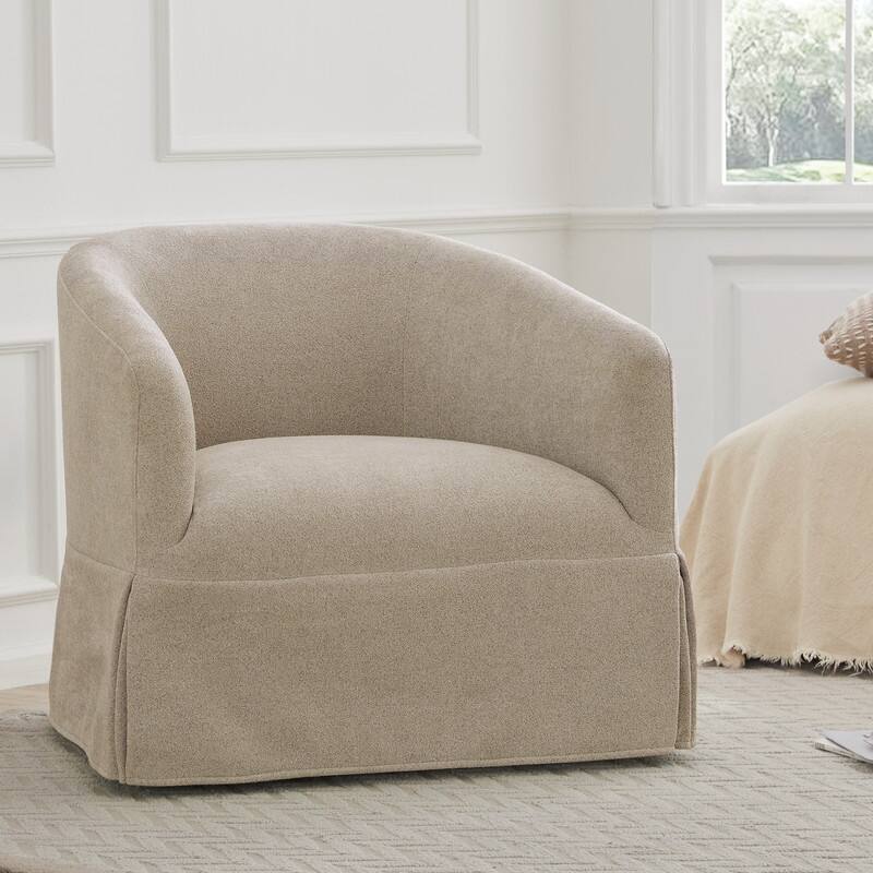 Luke Faux Slipcovered Swivel Accent Chairs for Living Room