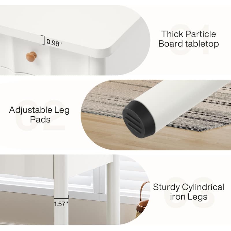 White 55 -inch Vanity Desk with 5 Drawers