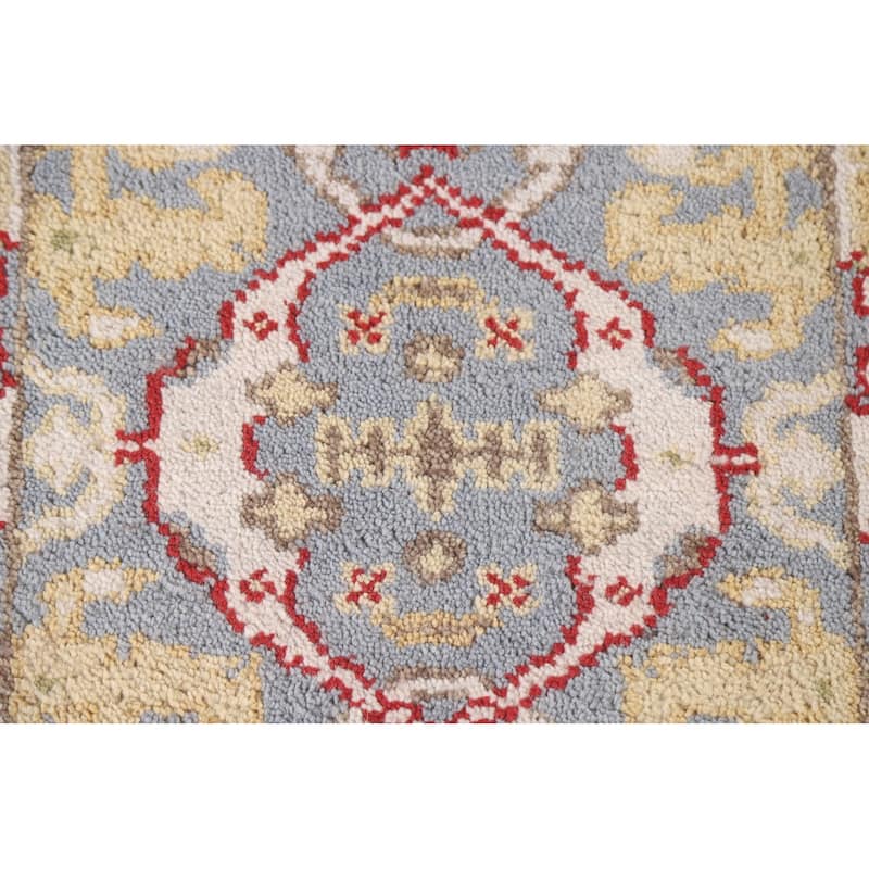 Transitional Grey Oushak Indian Area Rug Hand-knotted Wool Carpet - 2'0"x 3'0"