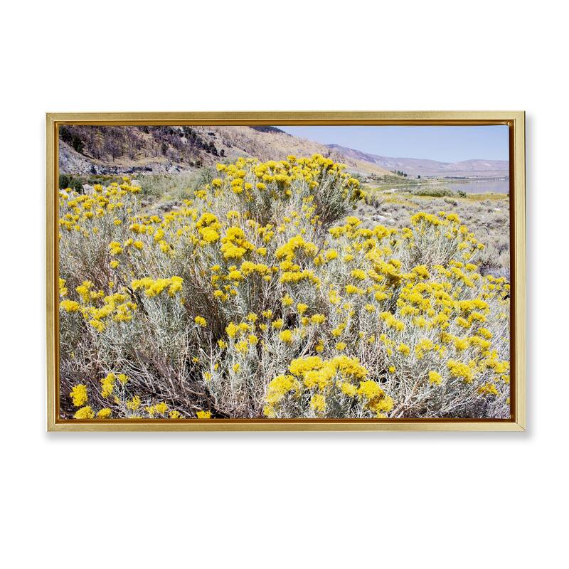 Stupell Yellow Flowers in Arid Meadow Framed Floater Canvas Wall Art Design By Gemma Bardot - 25 x 17 - Gold