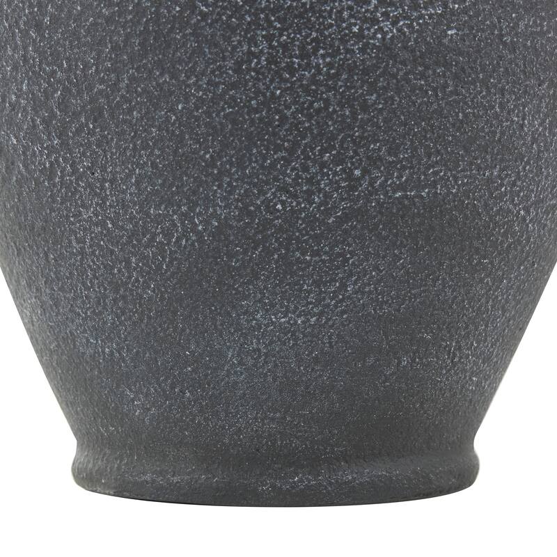 Black Ceramic Whitewashed Textured Amphora Vase with 2 Handles