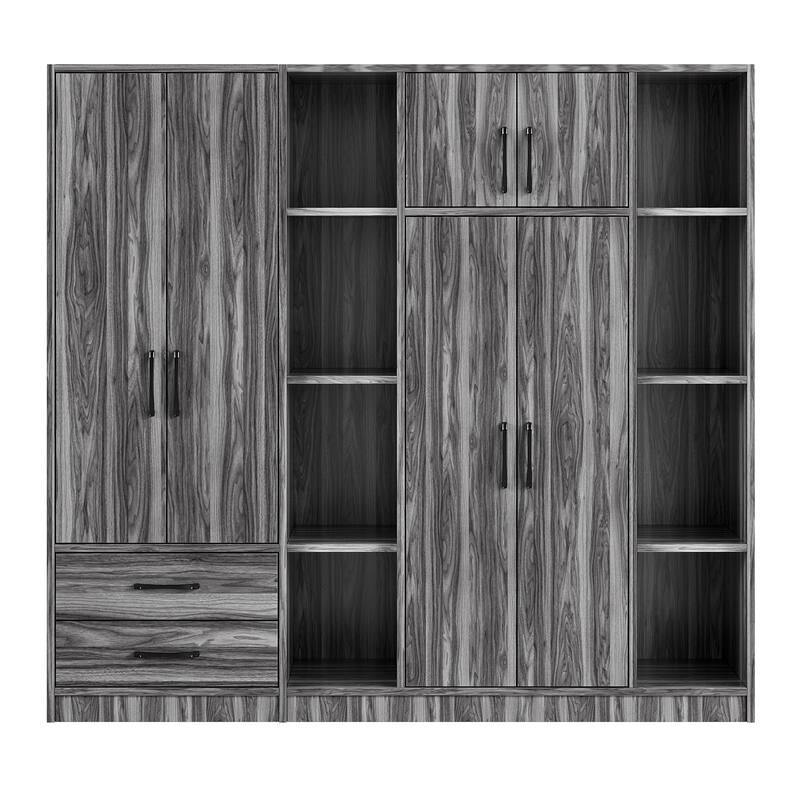 Storage Wardrobe Armoire Bedroom Storage Cabinet with Open Storage Space 67.10 Inch Wooden Wardrobe Closet with Drawers