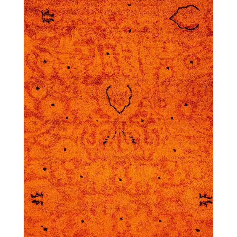Overton Hand Knotted Wool Vintage Inspired Modern Contemporary Overdyed Orange Area Rug - 9' 3" x 11' 6"