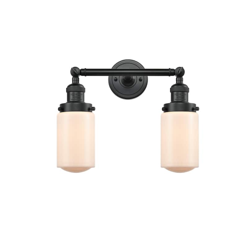 Innovations Lighting Dover 2 Light 14" Wide Bathroom Vanity Light - Matte Black / Matte White Cased