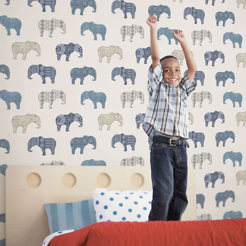 Galerie Wallcoverings Just 4 Kids 2 Elephants Motif Non-woven Matte Wallpaper Roll